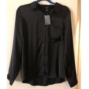 Forever 21 Black Sheeny Satin Shirt
